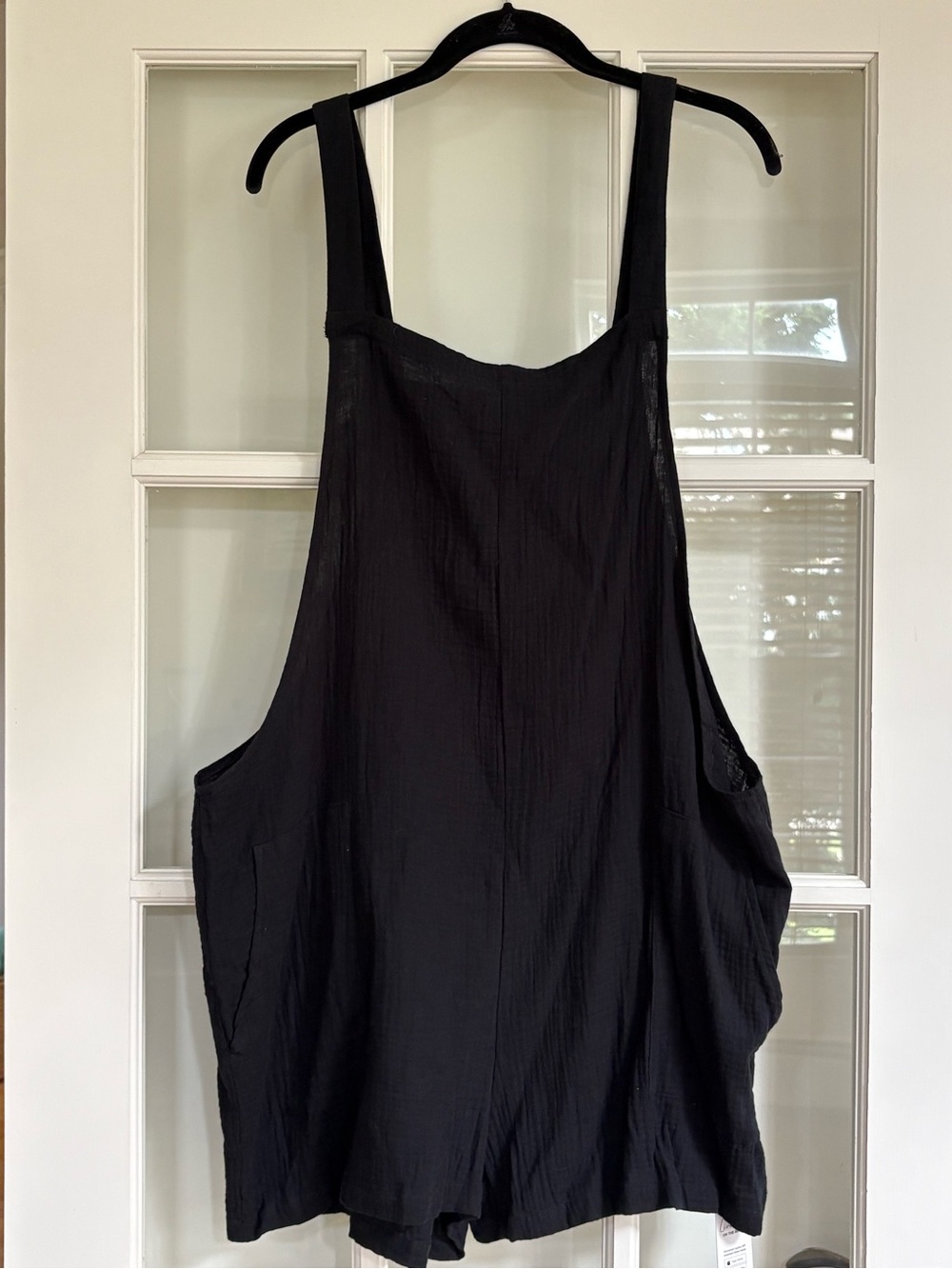 Cupshe NWT Black Textured Gauze Square Neck Wide Leg Romper – Size XL